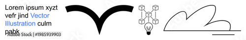 Technology, innovation, creativity, flight, data sharing, brainstorming. Bird silhouette, networked lightbulb cloud design. Technology and innovation concepts through simple symbols