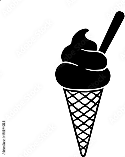 ice cream cone silhouette vector illustration 