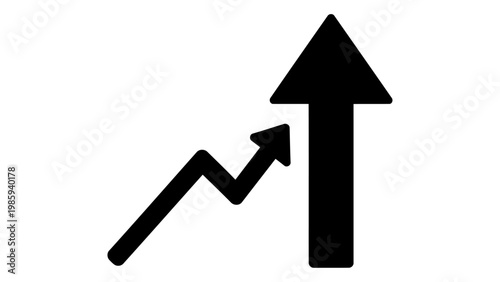 Growth icon, business progress symbol, upward trend arrow, financial success sign isolated on white background