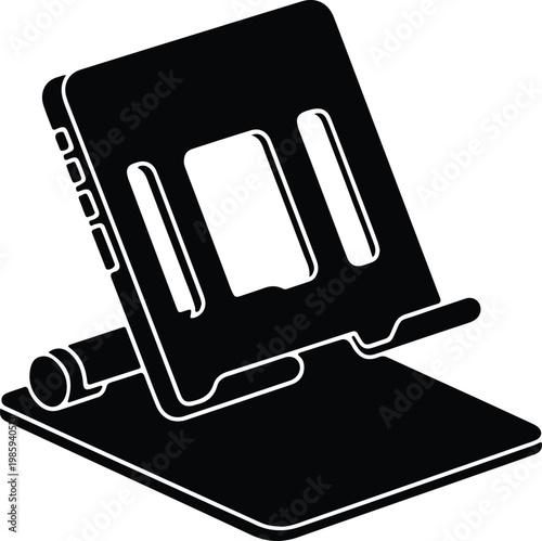Silhouette of a digital tablet with stylus on desk vector design