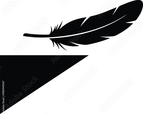 Silhouette of a floating bird feather for poetic writing vector design