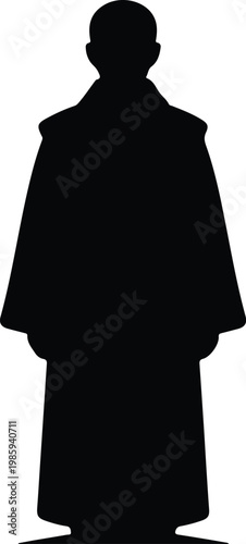 Silhouette of a man in traditional monk robe vector design