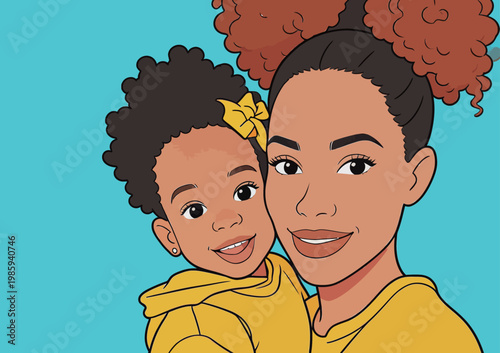 Mother and Daughter in Matching Yellow Outfits