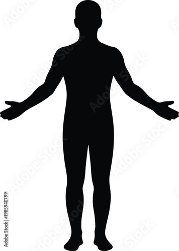 Silhouette of a man standing with open arms vector design