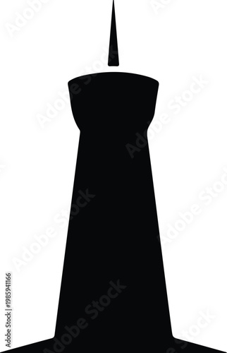 Silhouette of a modern tall tower with antenna vector design