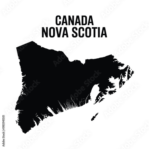 A graphic representation displays the outline of nova scotia canada with prominent textual labels