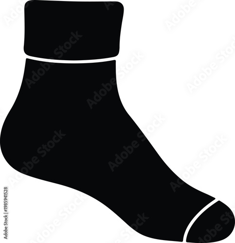Silhouette of a single classic crew sock for clothing vector design