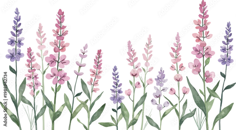 Obraz premium Watercolor Floral Bouquet Vector, Elegant Botanical Flower Illustration