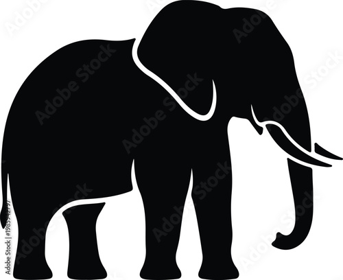 Silhouette of African elephant standing in profile view vector design