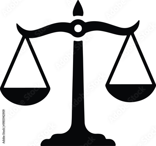 Silhouette of balanced scales of justice symbol for law vector design