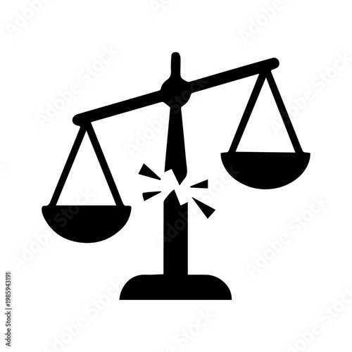 Broken justice scale icon