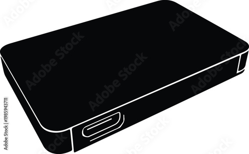 Silhouette of portable external hard drive disk for storage vector design