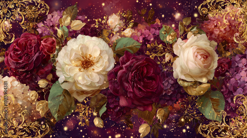 Luxurious Flowers Illustration Background Wallpaper