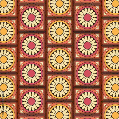 Vintage floral seamless geometric pattern