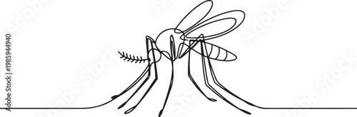 mosquito line art drawing vector, continuous line mosquito. mosquito drawn in one line. minimal vector illustration, Line art Mosquito. one line Icon drawing