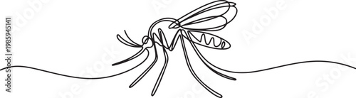 mosquito line art drawing vector, continuous line mosquito. mosquito drawn in one line. minimal vector illustration, Line art Mosquito. one line Icon drawing