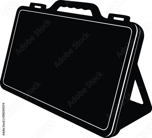 Silhouette standing professional business briefcase presentation board icon vector design