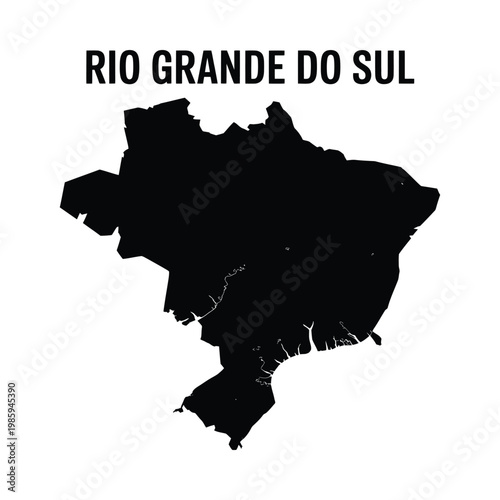 A silhouetted map of rio grande do sul brazil is prominently displayed against a white background