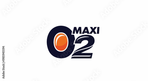 Bold dark blue logo with an orange circle inside an "O", and the number "2" and word "MAXI