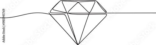 Continuous Line Drawing of Diamond Icon. Hand Drawn Symbol Vector Illustration, Continuous one line drawing of diamond stone. one line Icon drawing