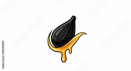 Black seed dripped with golden liquid