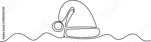 Santa Claus hat Continuous one line drawing. Christmas or New Year concept, One continuous line drawing of christmas Santa Claus hat. one line Icon drawing