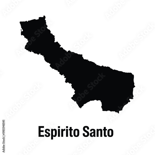 A stark silhouette of the state of esp rito santo brazil with its name labeled below