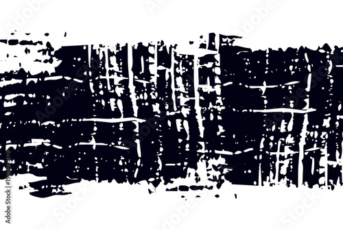 Grunge Hand Drawn Ink Brush Stroke Isolated on White Background. Paintbrush line with rough edges. Stain for backdrops. Freehand doodle line borders. Black splashes