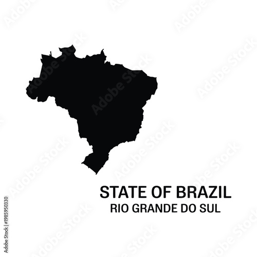 A stark black silhouette illustrates the geographical shape of the brazilian state of rio grande do sul