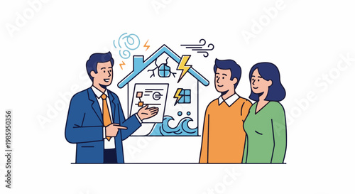 Agent explains home risks to a couple