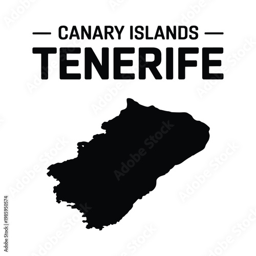 A graphic representation showcases the outline of tenerife part of the canary islands in black