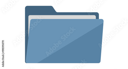 Open blue folder icon on white background representing documents and data