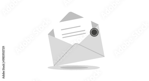 Open envelope with letter inside on white background illustration
