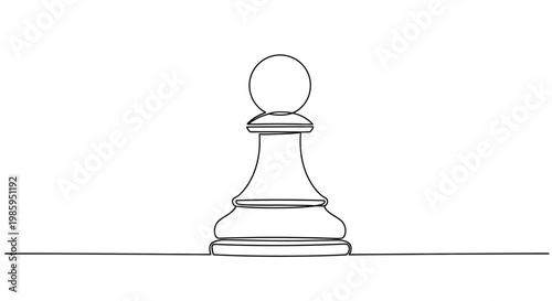 Minimalist Single Line Drawing of a Chess Pawn on White Background