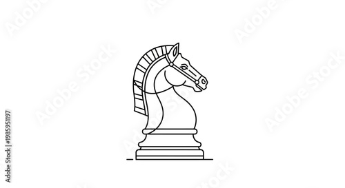 Chess Knight Piece Outline Icon Simple Vector Graphic