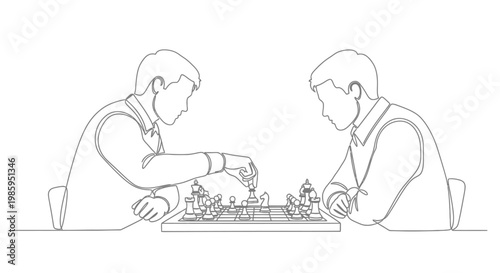 Two boys playing chess, strategic board game, intellectual challenge, focus, competition, indoor activity
