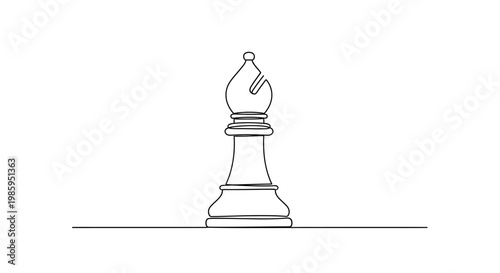 Single Line Drawing of a Chess Bishop Piece