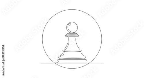 Minimalist Chess Pawn Silhouette in Circle Line Art