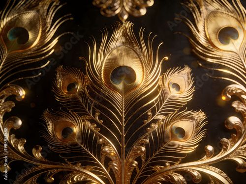 Luxury golden peacock feather pattern elegant decorative background