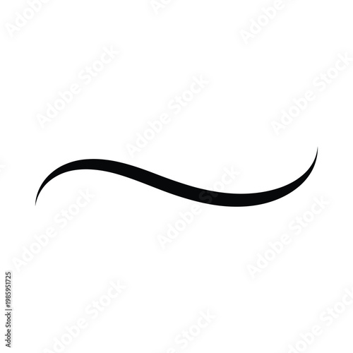 A minimalist image featuring a single flowing black curved line against a stark white background