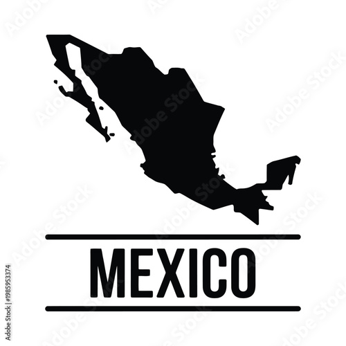 A stark black silhouette of mexico s landmass is displayed above the country s name