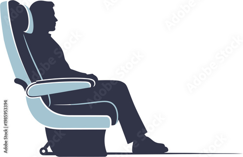 Silhouette of a person seated in a comfortable airplane or train seat, illustrating travel and transportation comfort
