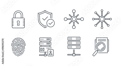 Data security icons representing protection and digital privacy concepts
