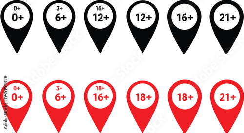 Age rating icons depict various levels of content suitability for different audiences.