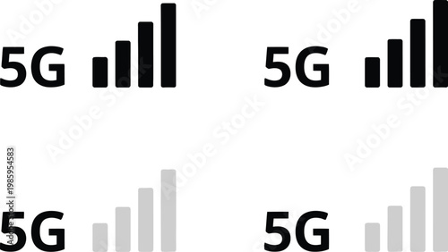5G signal strength icons illustrate mobile network connectivity levels.