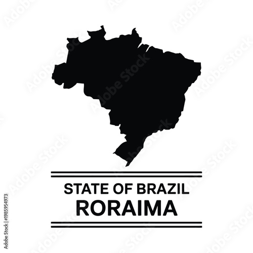 A stark black silhouette of roraima a brazilian state is depicted with its name below