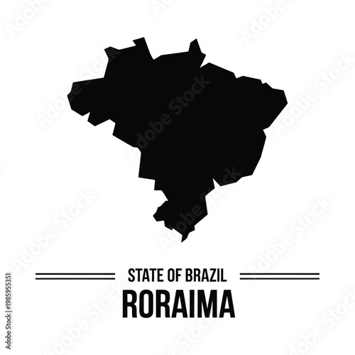 A graphic representation displays the outline of roraima a state within brazil with text labeling