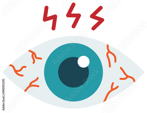 Eye irritation flat illustration red eye symptom medical concept