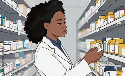 Female Pharmacist Working in Pharmacy
