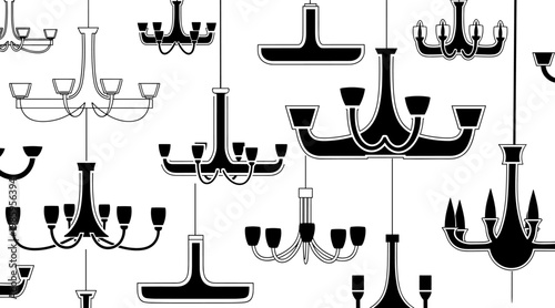 Ceiling chandeliers hanging in repeating decorative lighting pattern, no seamless